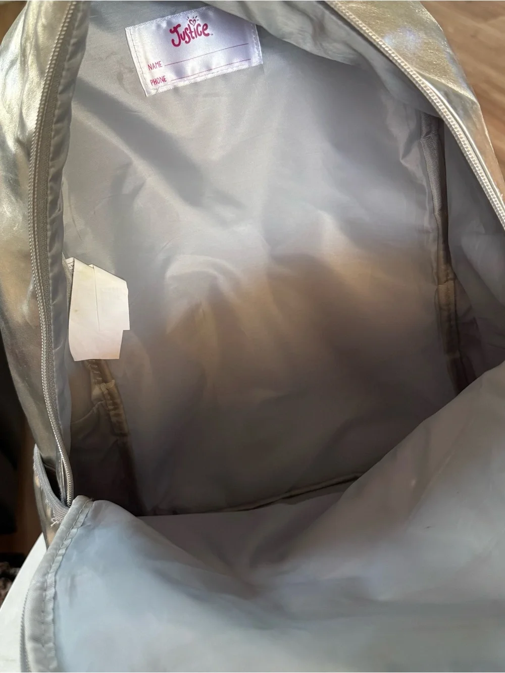 Justice Metallic Pink & Gold Glitter 'L' Backpack